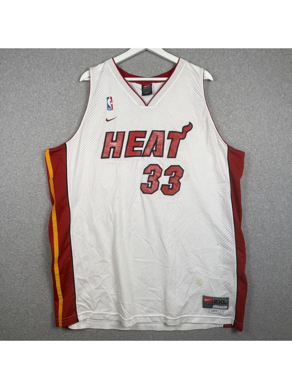 Vintage Alonzo Mourning Miami Heat Nike Jersey Men's 2XL XXL White NBA Swingman